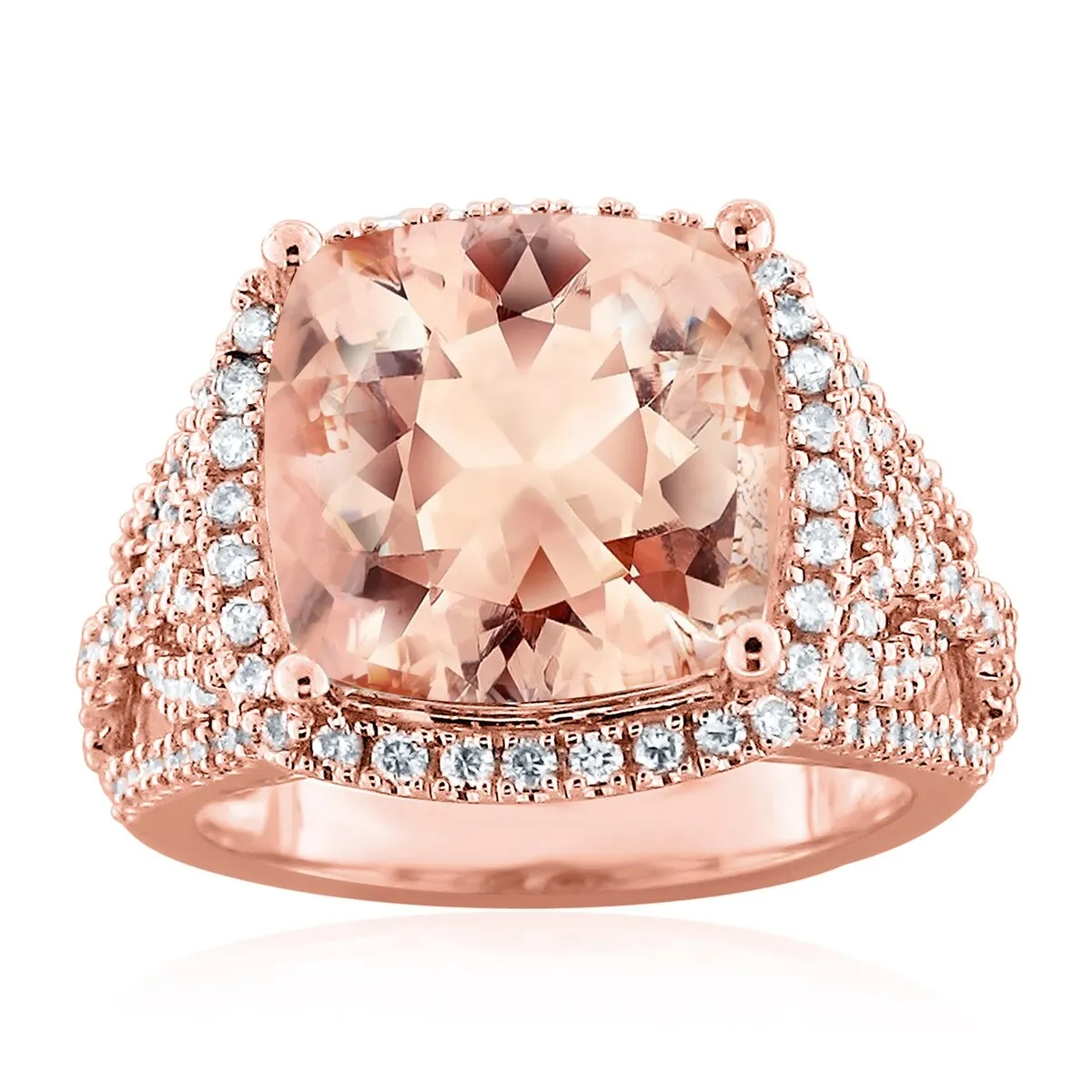 Auriya 6 1/5ct Cushion-cut Morganite 7/8ctw Halo Diamond Engagement Ring 10K Rose Gold sold by Zulily product image thumbnail 2