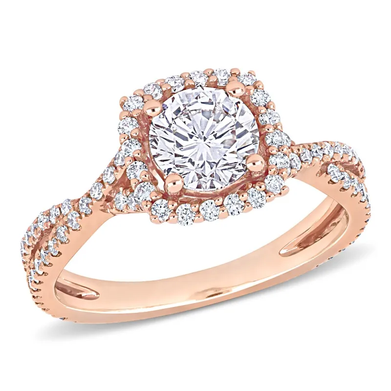 Miadora 1 1/2ct TDW Diamond Crossover Halo Engagement Ring in 14k Rose Gold sold by Zulily