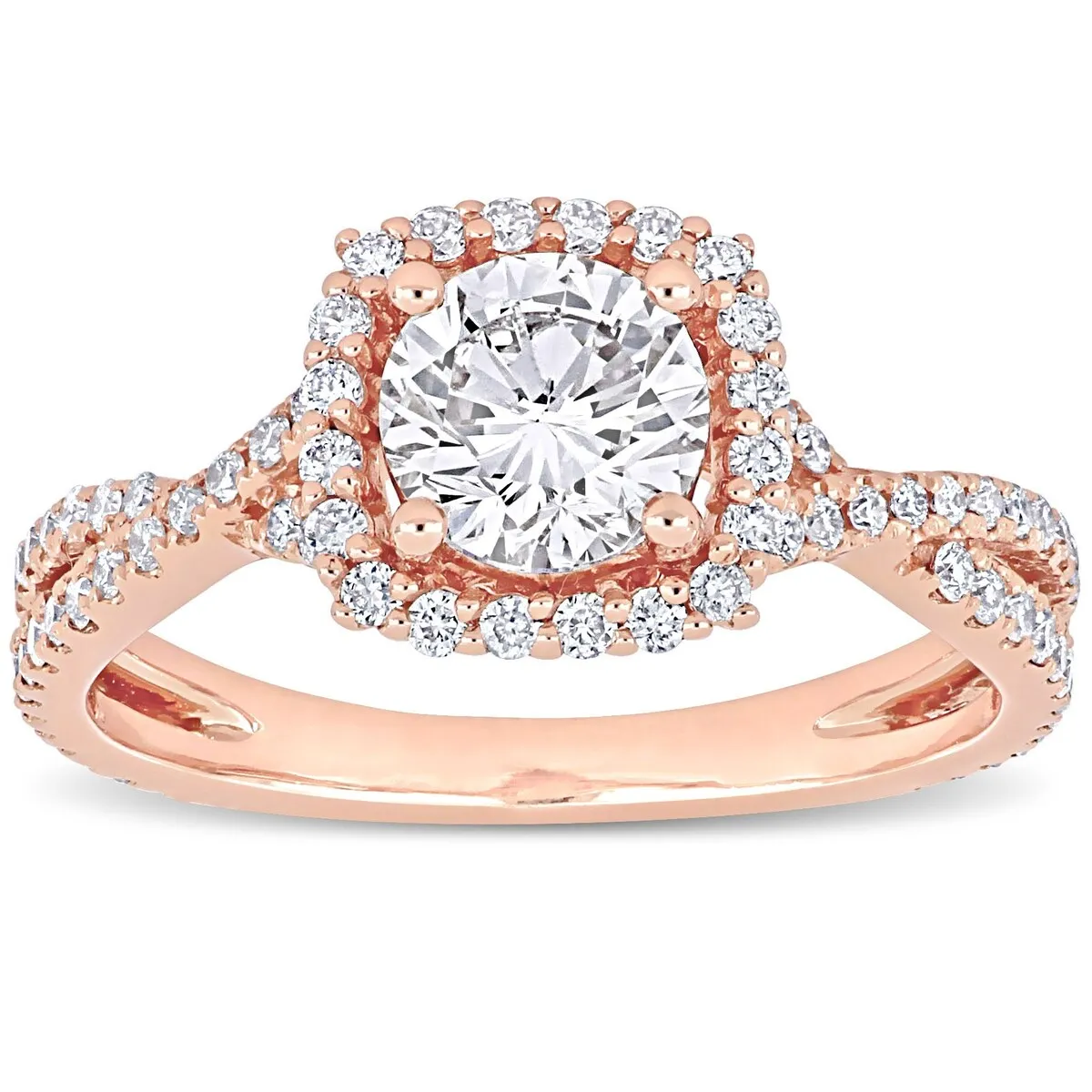 Miadora 1 1/2ct TDW Diamond Crossover Halo Engagement Ring in 14k Rose Gold sold by Zulily product image thumbnail 2