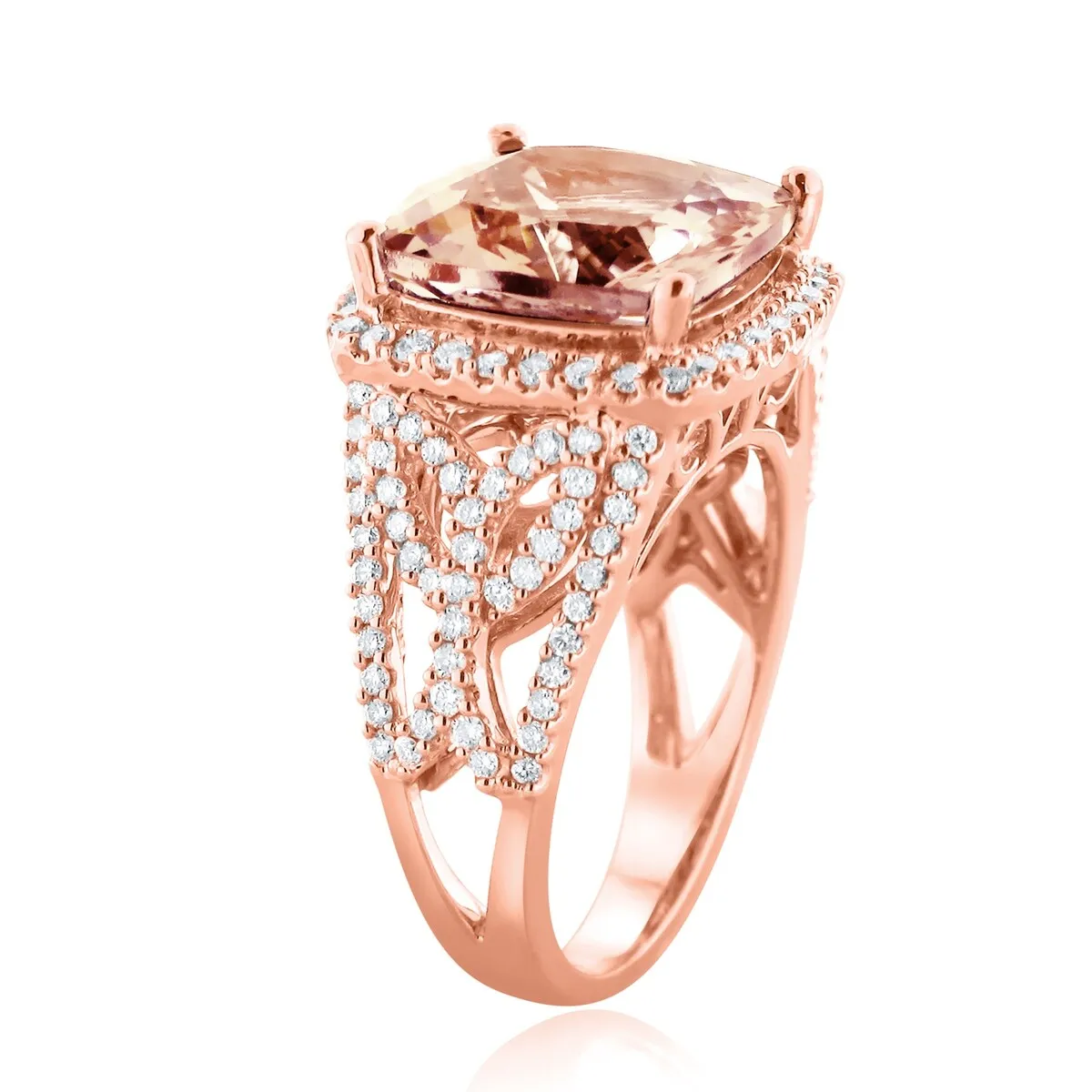 Auriya 6 1/5ct Cushion-cut Morganite 7/8ctw Halo Diamond Engagement Ring 10K Rose Gold sold by Zulily product image thumbnail 3