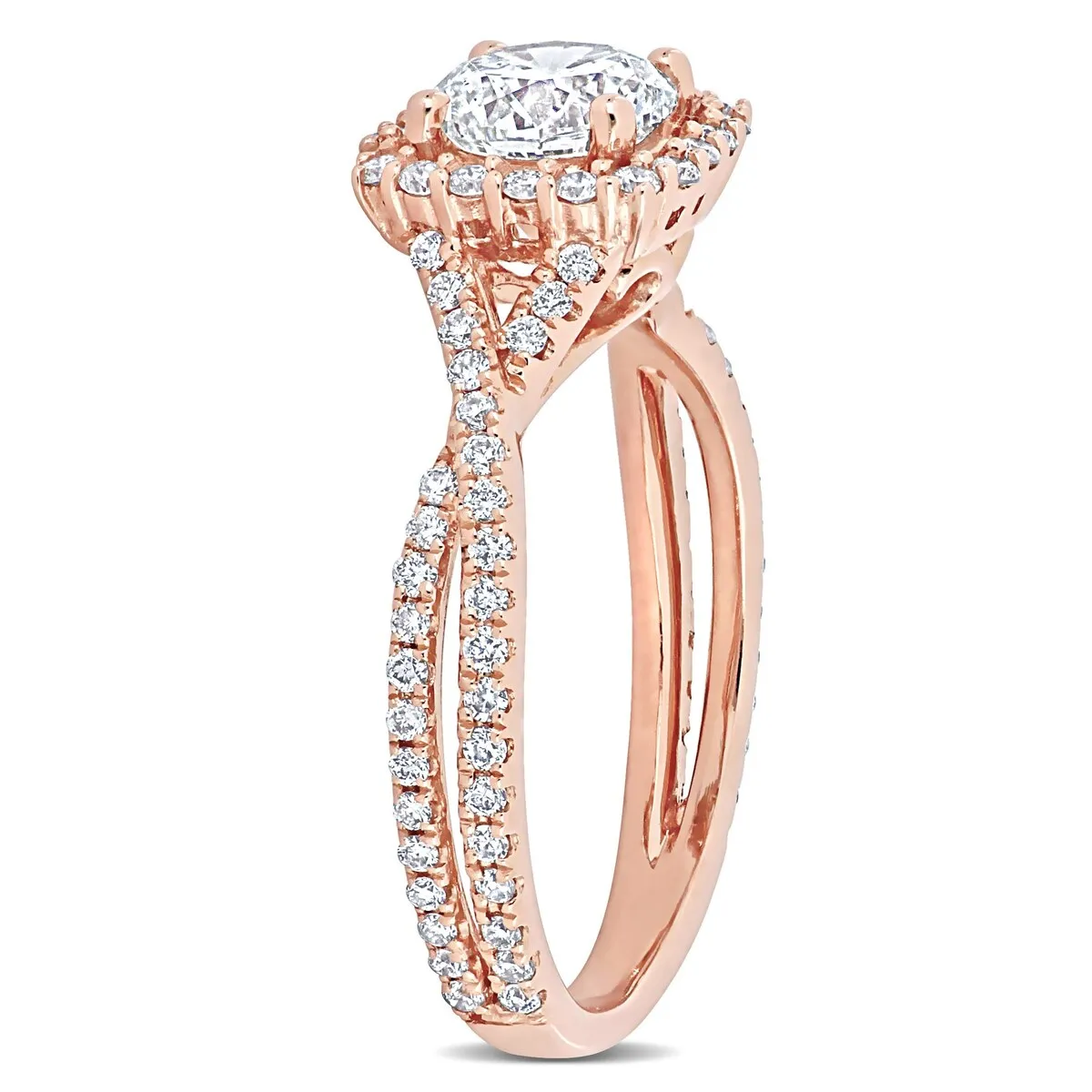 Miadora 1 1/2ct TDW Diamond Crossover Halo Engagement Ring in 14k Rose Gold sold by Zulily product image thumbnail 3