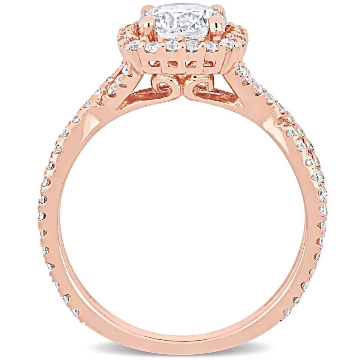Miadora 1 1/2ct TDW Diamond Crossover Halo Engagement Ring in 14k Rose Gold sold by Zulily product image thumbnail 4