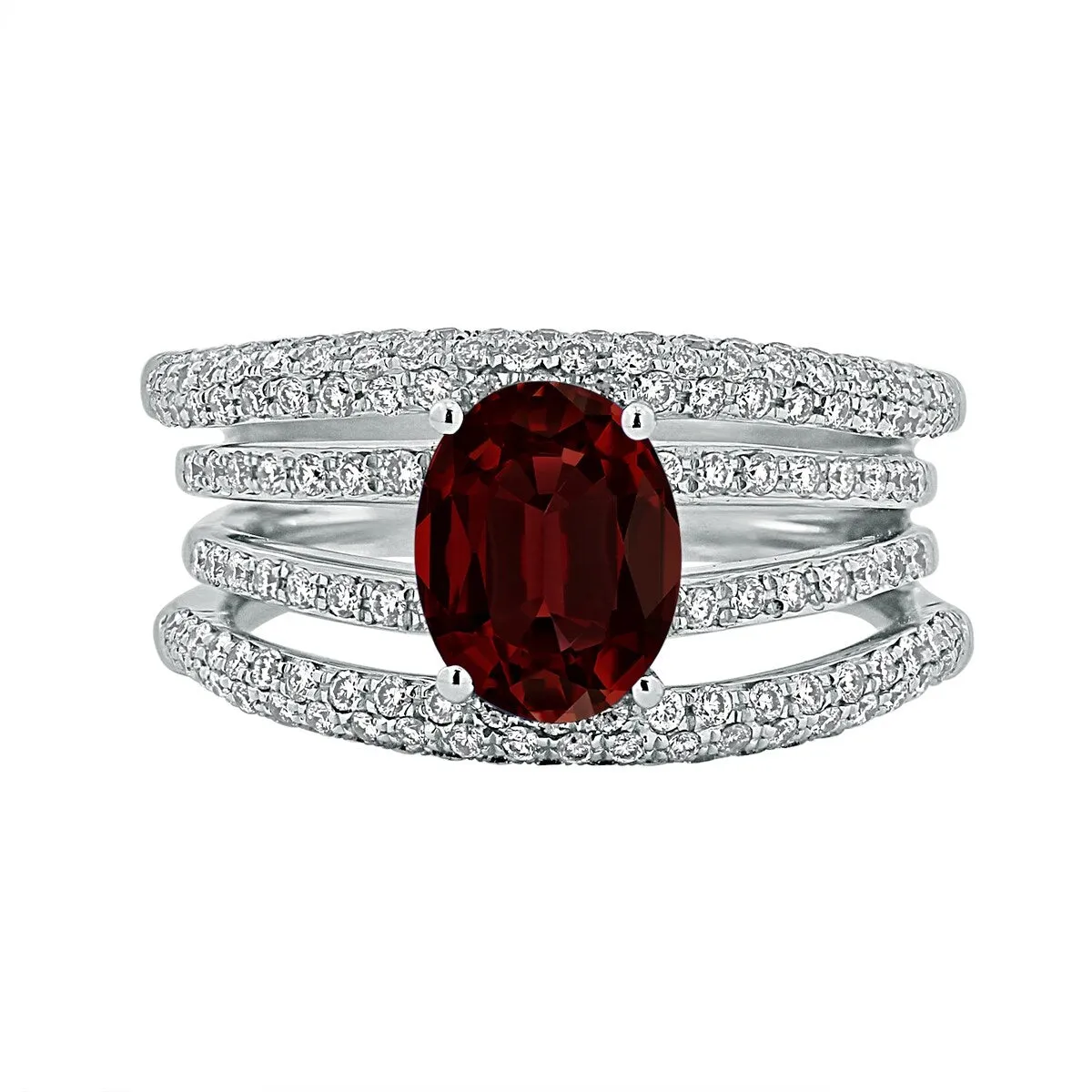 Auriya 2 1/2ct Oval Red Garnet and Diamond Ring 9/10ctw 18K Gold sold by Zulily product image thumbnail 2