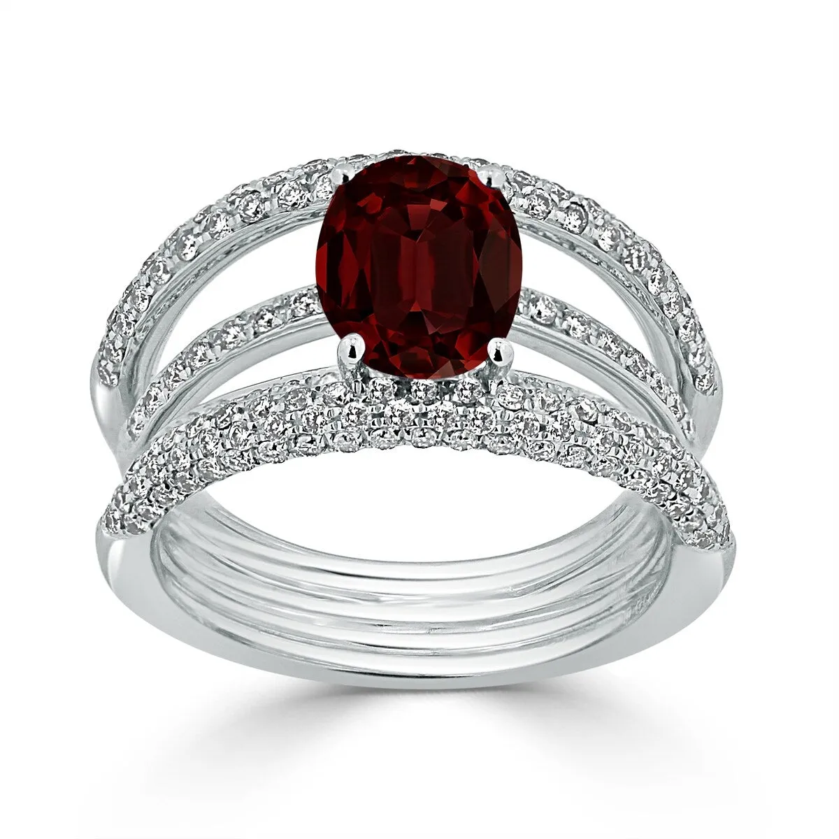 Auriya 2 1/2ct Oval Red Garnet and Diamond Ring 9/10ctw 18K Gold sold by Zulily