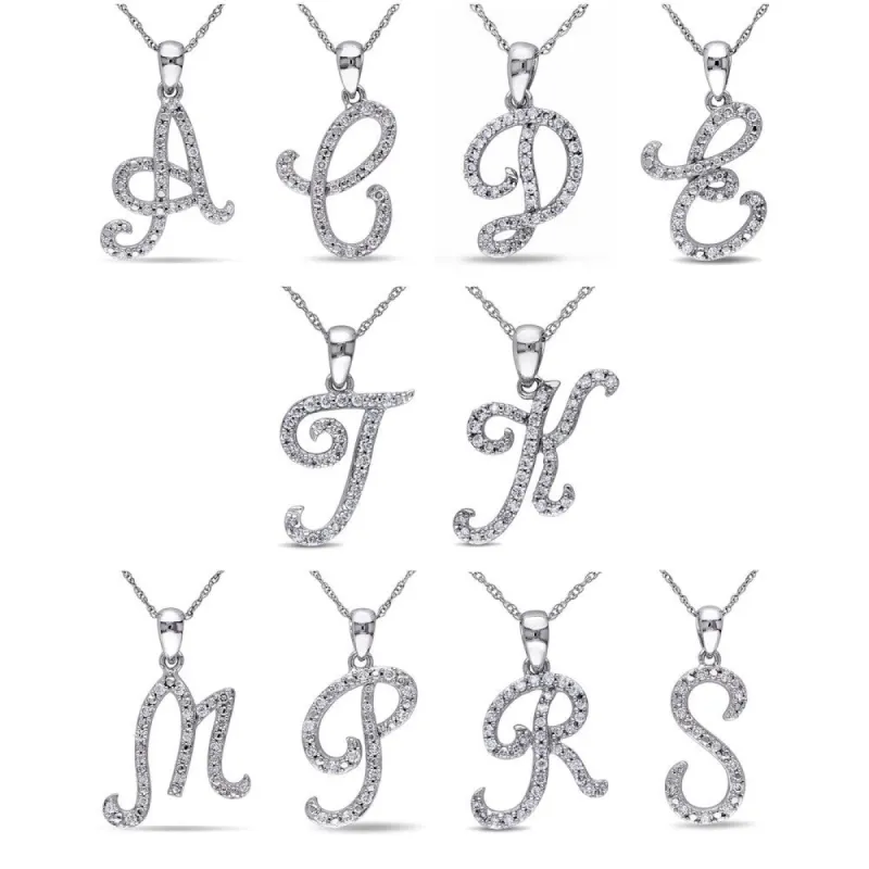 Miadora 10k White Gold 1/6ct TDW Diamond Initial Necklace - 17"L sold by Zulily