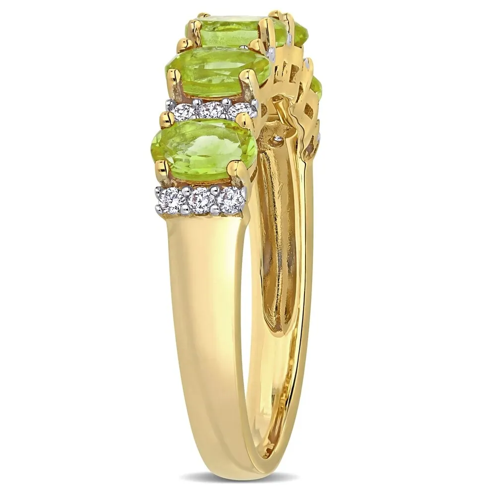 Miadora 14k Yellow Gold Oval-Cut Peridot and 1/6ct TDW Diamond Anniversary Band sold by Zulily product image thumbnail 2