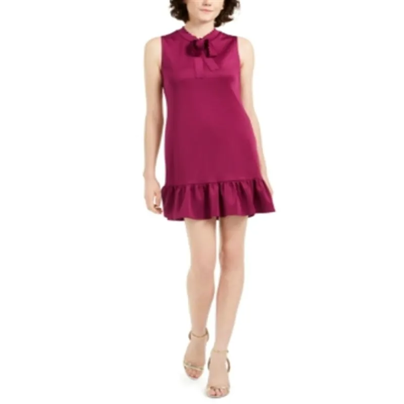 Betsey Johnson Women's Tie Neck Flounce Hem Dress Pink Size 8 Petite sold by Zulily