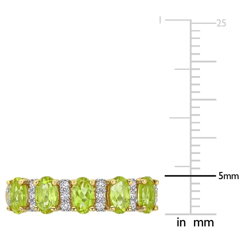 Miadora 14k Yellow Gold Oval-Cut Peridot and 1/6ct TDW Diamond Anniversary Band sold by Zulily product image thumbnail 4