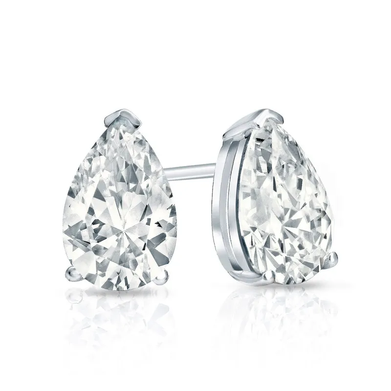 Auriya 18-karat Gold Lab Grown 1.25 carat TDW Pear Diamond Stud Earrings V-End Prong Screw-back sold by Zulily