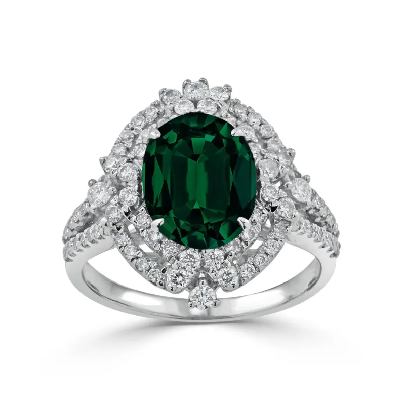 Auriya Vintage 2 1/2ct Oval Emerald Halo Diamond Ring 3/4ctw 18K Gold sold by Zulily