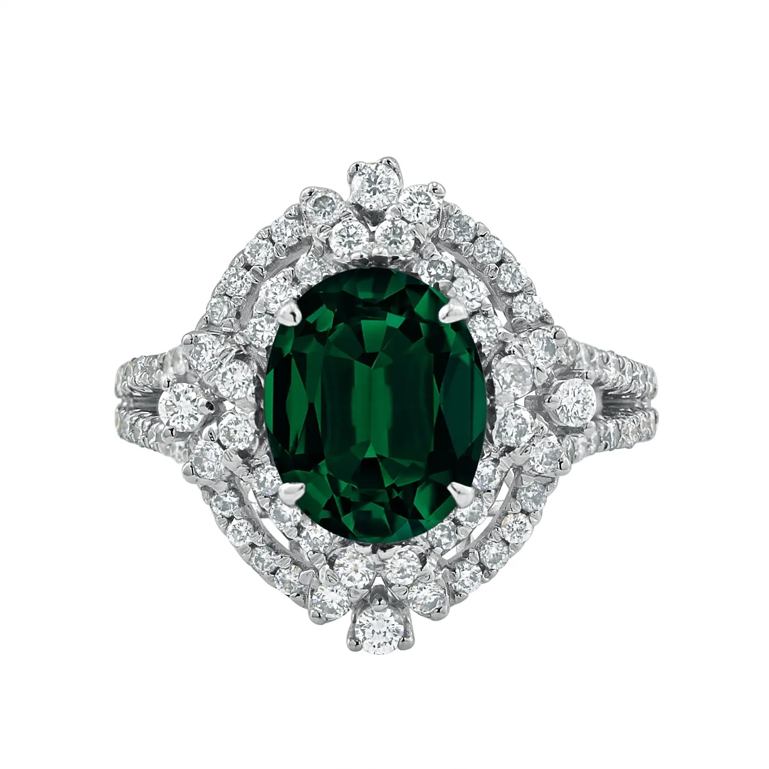Auriya Vintage 2 1/2ct Oval Emerald Halo Diamond Ring 3/4ctw 18K Gold sold by Zulily product image thumbnail 2
