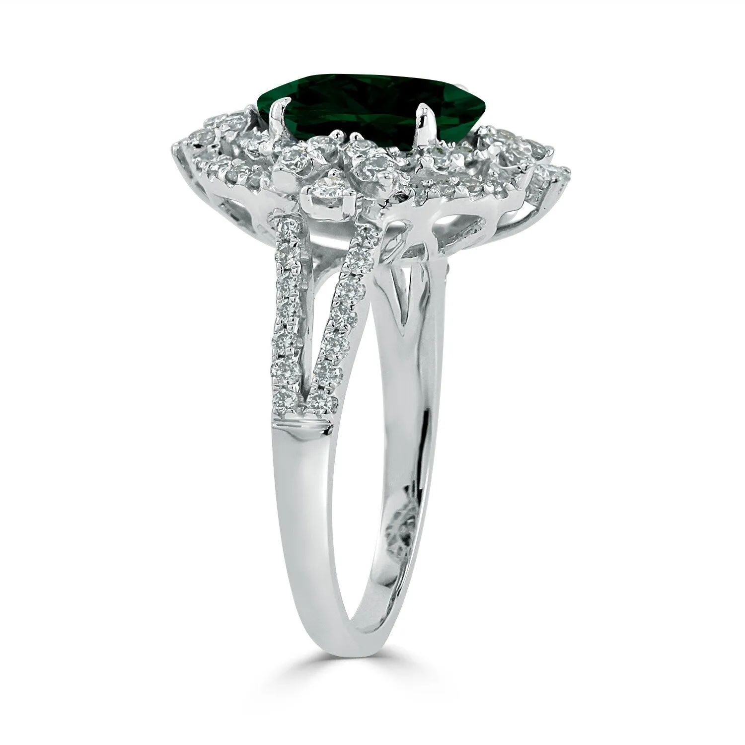 Auriya Vintage 2 1/2ct Oval Emerald Halo Diamond Ring 3/4ctw 18K Gold sold by Zulily product image thumbnail 3