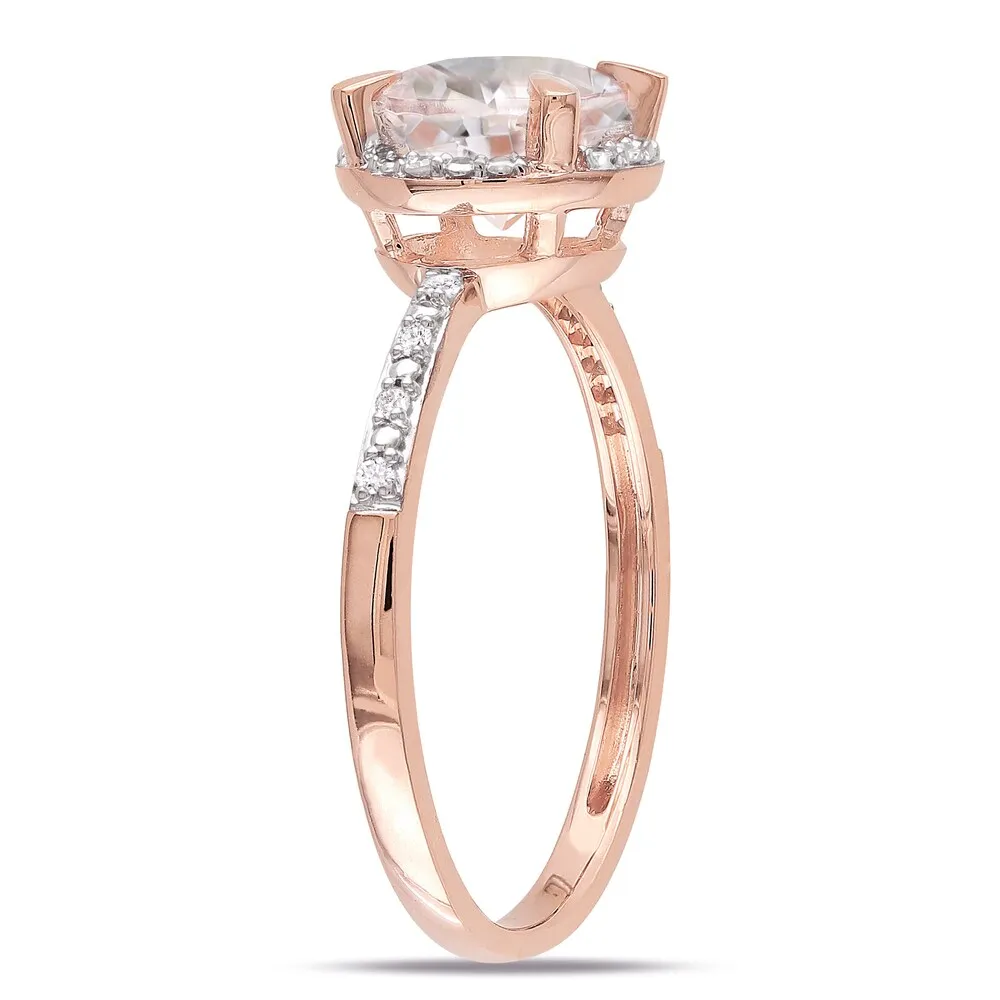 Miadora Signature Collection 10k Rose Gold Morganite and 1/5ct TDW Diamond Halo Ring, Stud Earrings, and Necklace Set sold by Zulily product image thumbnail 3