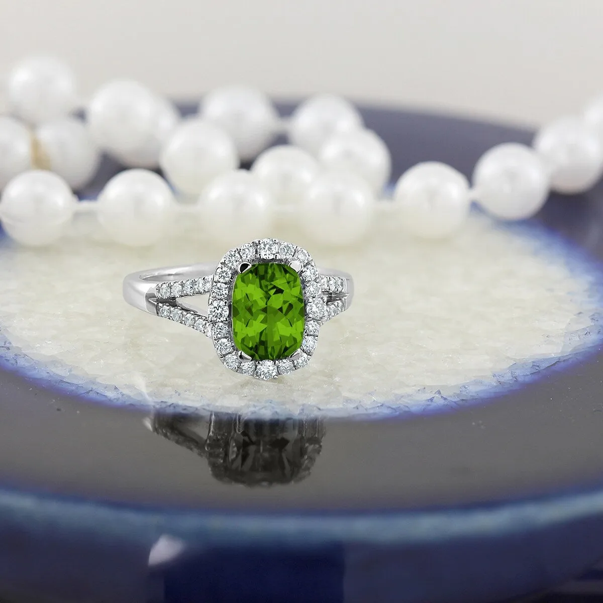 Auriya 1 3/4ct Cushion-cut Peridot Halo Diamond Engagement Ring 3/8cttw 14k Gold sold by Zulily