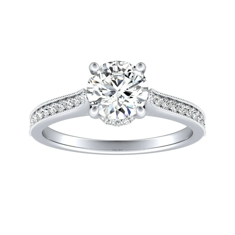 Auriya Round 14k Gold 1/2ct Moissanite and 1/5ct TDW Diamond Vintage Inspired Engagement Ring sold by Zulily