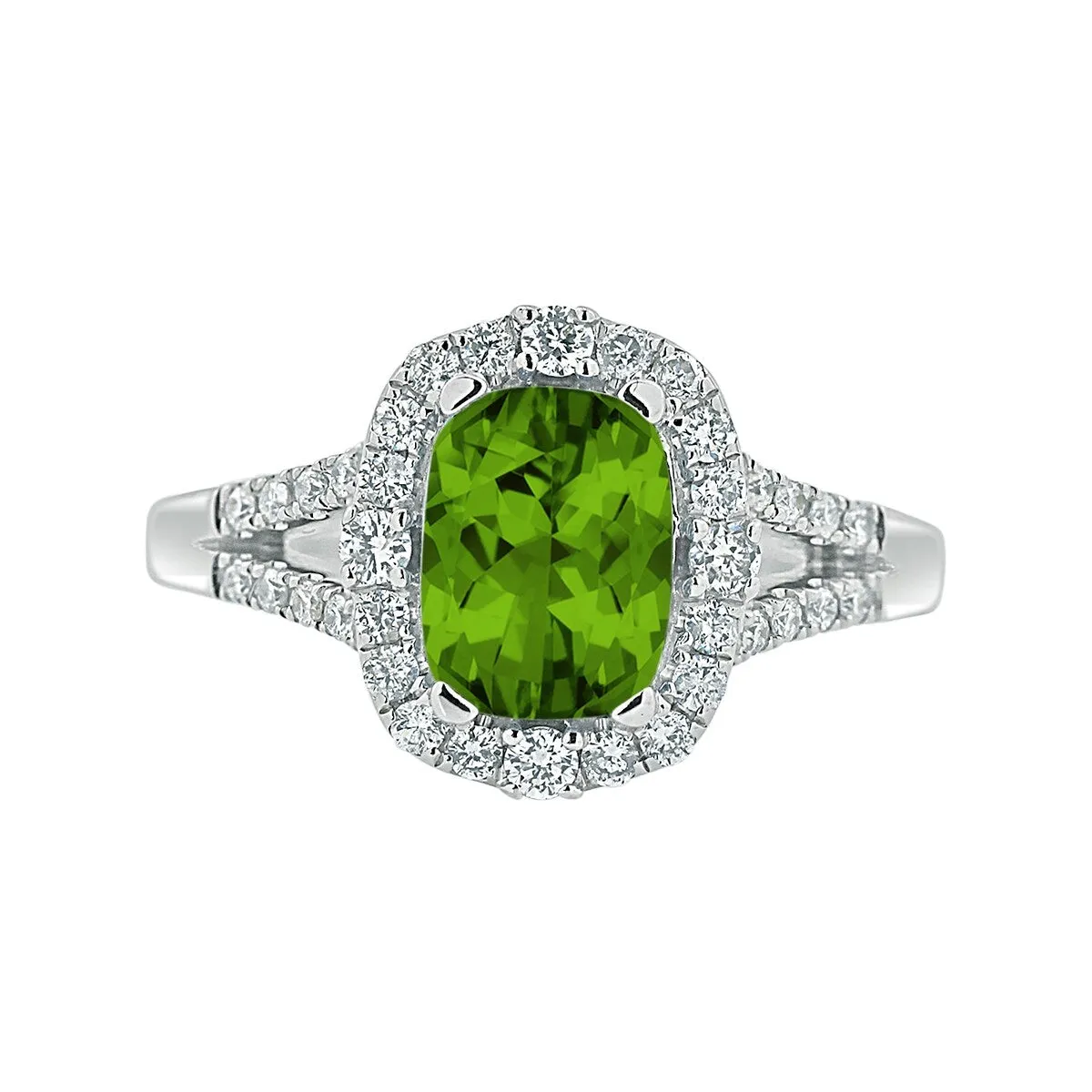 Auriya 1 3/4ct Cushion-cut Peridot Halo Diamond Engagement Ring 3/8cttw 14k Gold sold by Zulily product image thumbnail 2