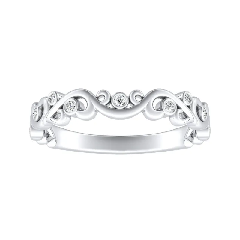 Auriya 18k Gold 1/10ctw Vintage Scroll Diamond Wedding Band sold by Zulily