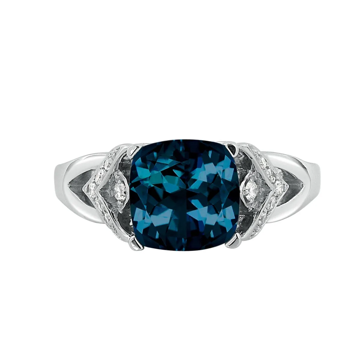 Auriya Modern 2 3/8ct Cushion-cut London Blue Topaz and Diamond Engagement Ring 1/6ctw 14k Gold sold by Zulily product image thumbnail 2
