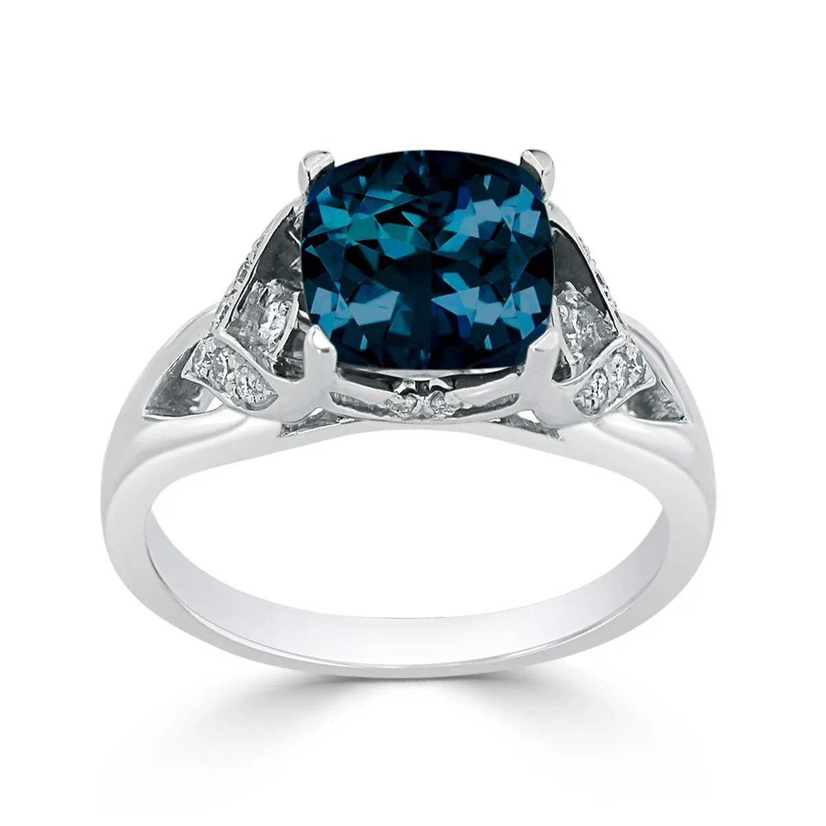 Auriya Modern 2 3/8ct Cushion-cut London Blue Topaz and Diamond Engagement Ring 1/6ctw 14k Gold sold by Zulily product image thumbnail 3