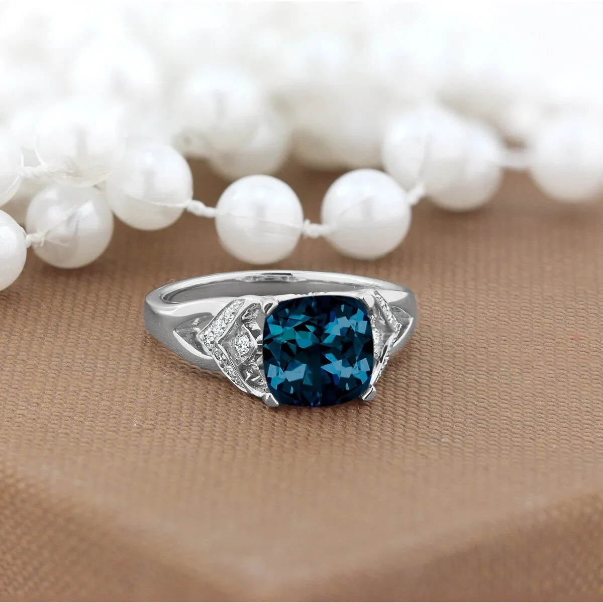 Auriya Modern 2 3/8ct Cushion-cut London Blue Topaz and Diamond Engagement Ring 1/6ctw 14k Gold sold by Zulily