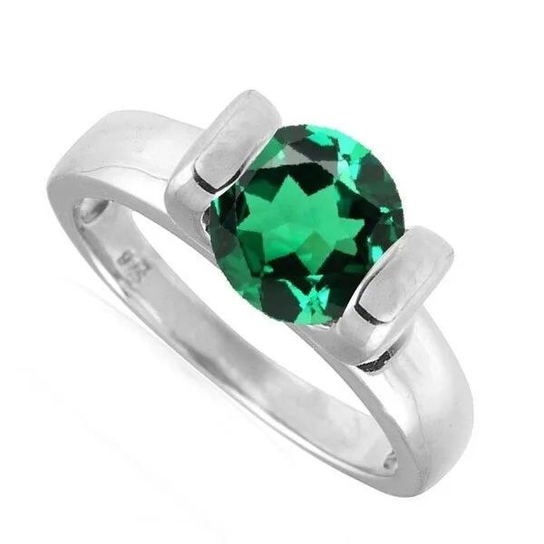 Sterling Silver With Green Emerald Solitaire Ring sold by Zulily product image thumbnail 2