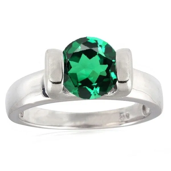 Sterling Silver With Green Emerald Solitaire Ring sold by Zulily