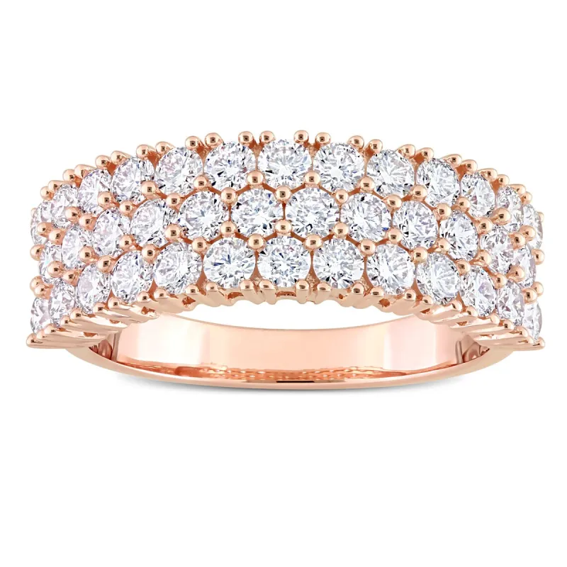 Miadora 1-3/4ct TDW Diamond Triple Row Semi-Eternity Ring in 14k Rose Gold sold by Zulily