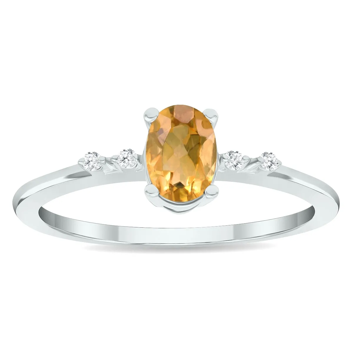 Women's Citrine and Diamond Sparkle Ring in 10K White Gold sold by Zulily