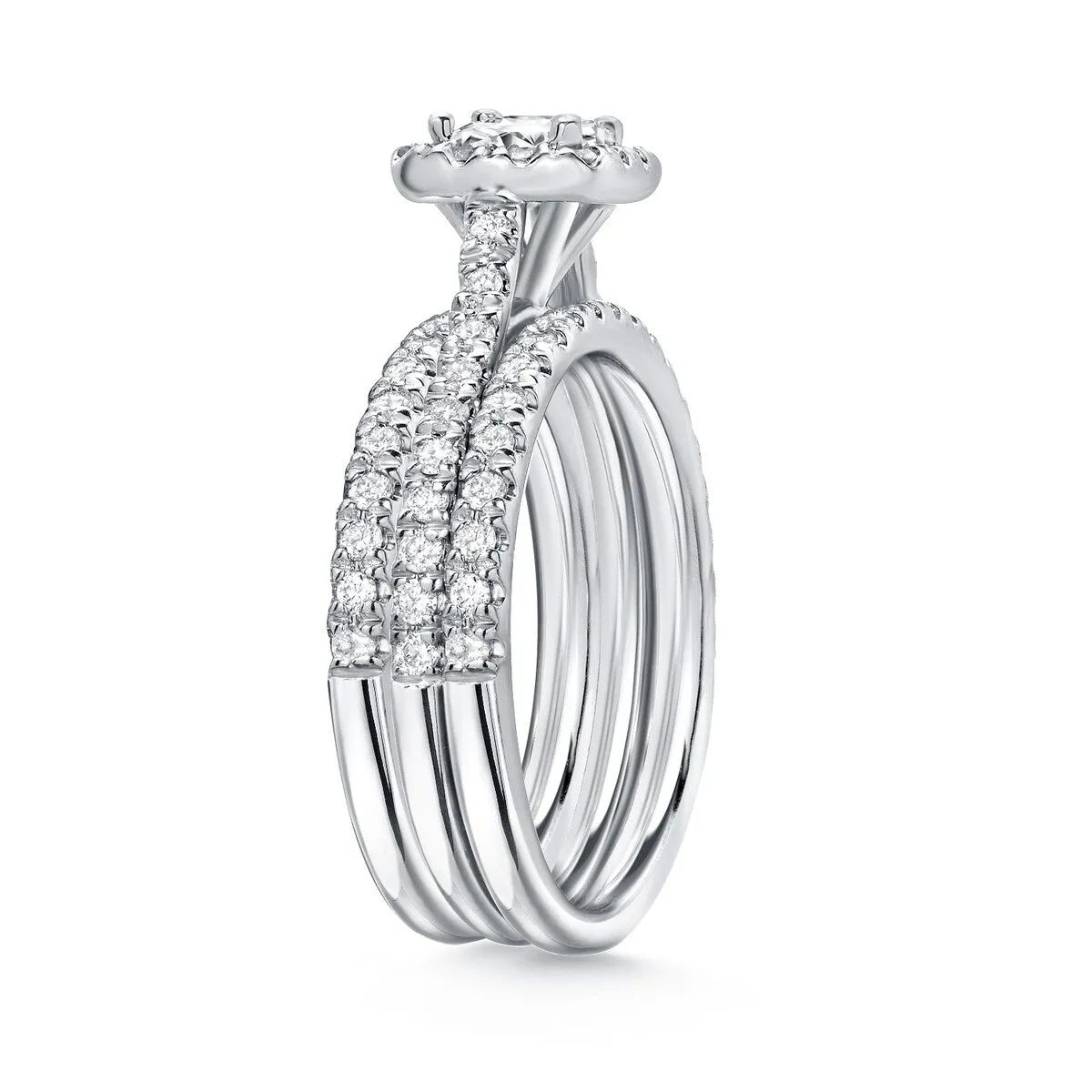 Auriya 1 1/4ctw Princess-cut Halo Diamond Engagement Ring 3pc Set 14k Gold sold by Zulily product image thumbnail 4