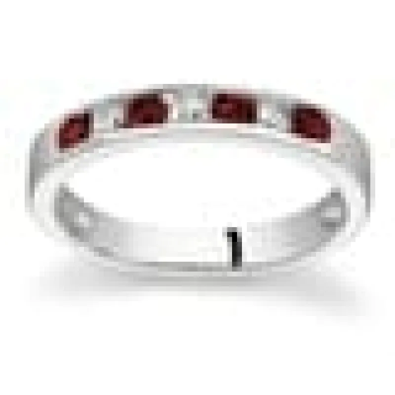 Ruby and Diamond Stackable Channel Ring sold by Zulily