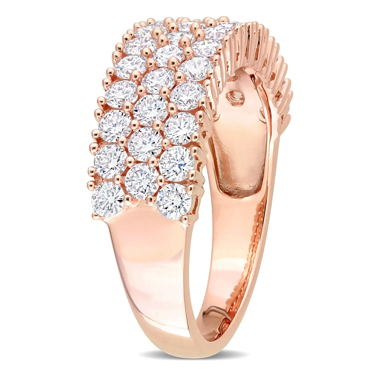 Miadora 1-3/4ct TDW Diamond Triple Row Semi-Eternity Ring in 14k Rose Gold sold by Zulily product image thumbnail 2
