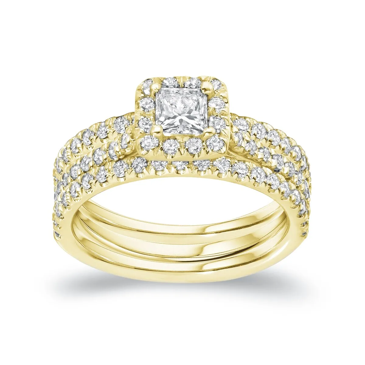 Auriya 1 1/4ctw Princess-cut Halo Diamond Engagement Ring 3pc Set 14k Gold sold by Zulily product image thumbnail 2