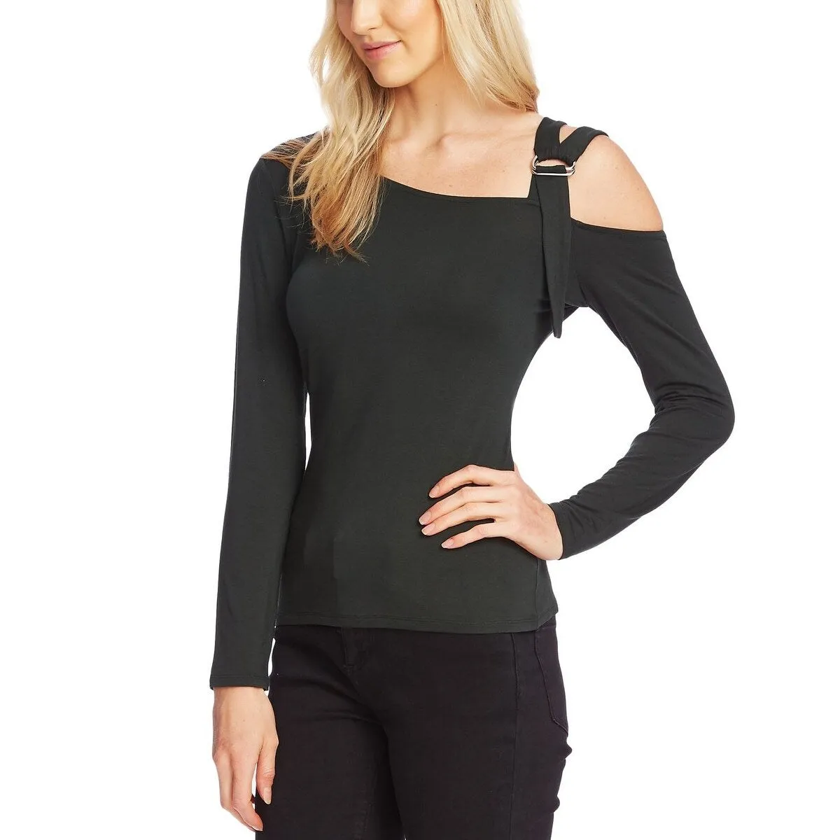 Vince Camuto Women's Cold-Shoulder Asymmetrical Top Black Size Small sold by Zulily