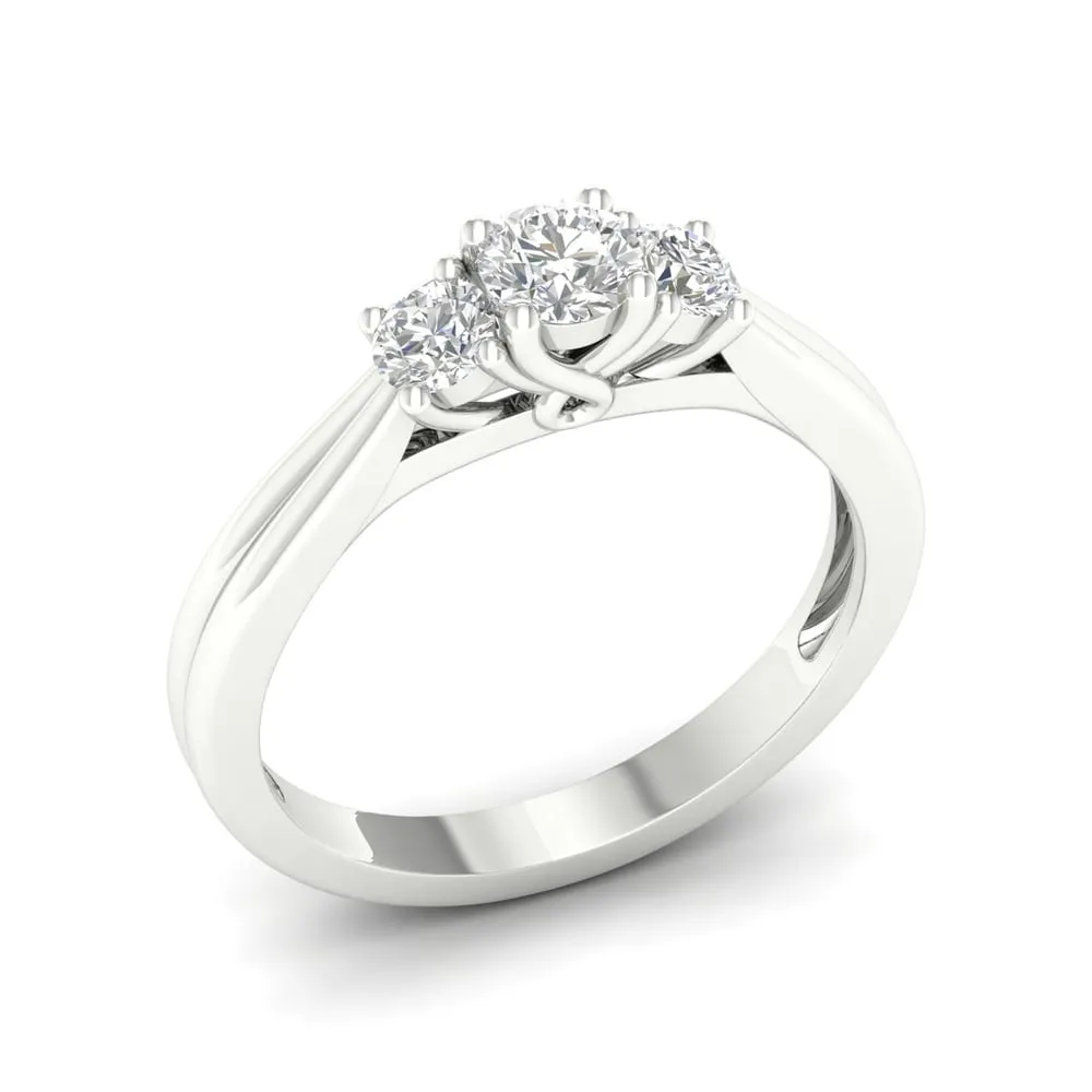 De Couer 10k Gold 1/2ct TDW Diamond Three Stone Anniversary Ring - Pink sold by Zulily product image thumbnail 2