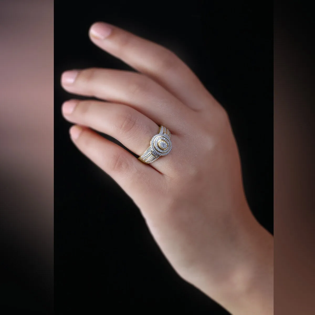 De Couer 1/10ct TDW Diamond Oval Shape Halo Engagement Ring - Yellow sold by Zulily product image thumbnail 2