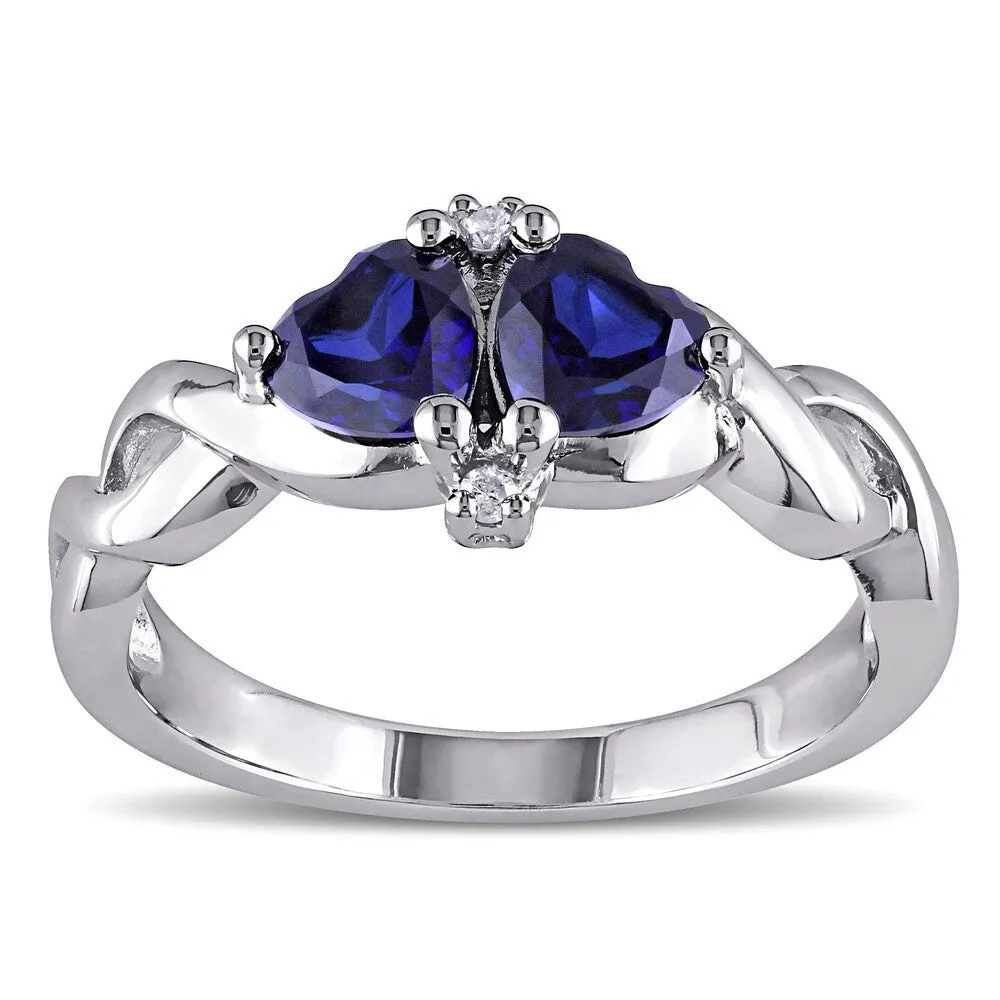 Miadora Sterling Silver Created Blue Sapphire and Diamond Accent Heart Ring sold by Zulily