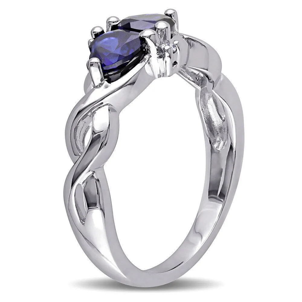 Miadora Sterling Silver Created Blue Sapphire and Diamond Accent Heart Ring sold by Zulily product image thumbnail 2