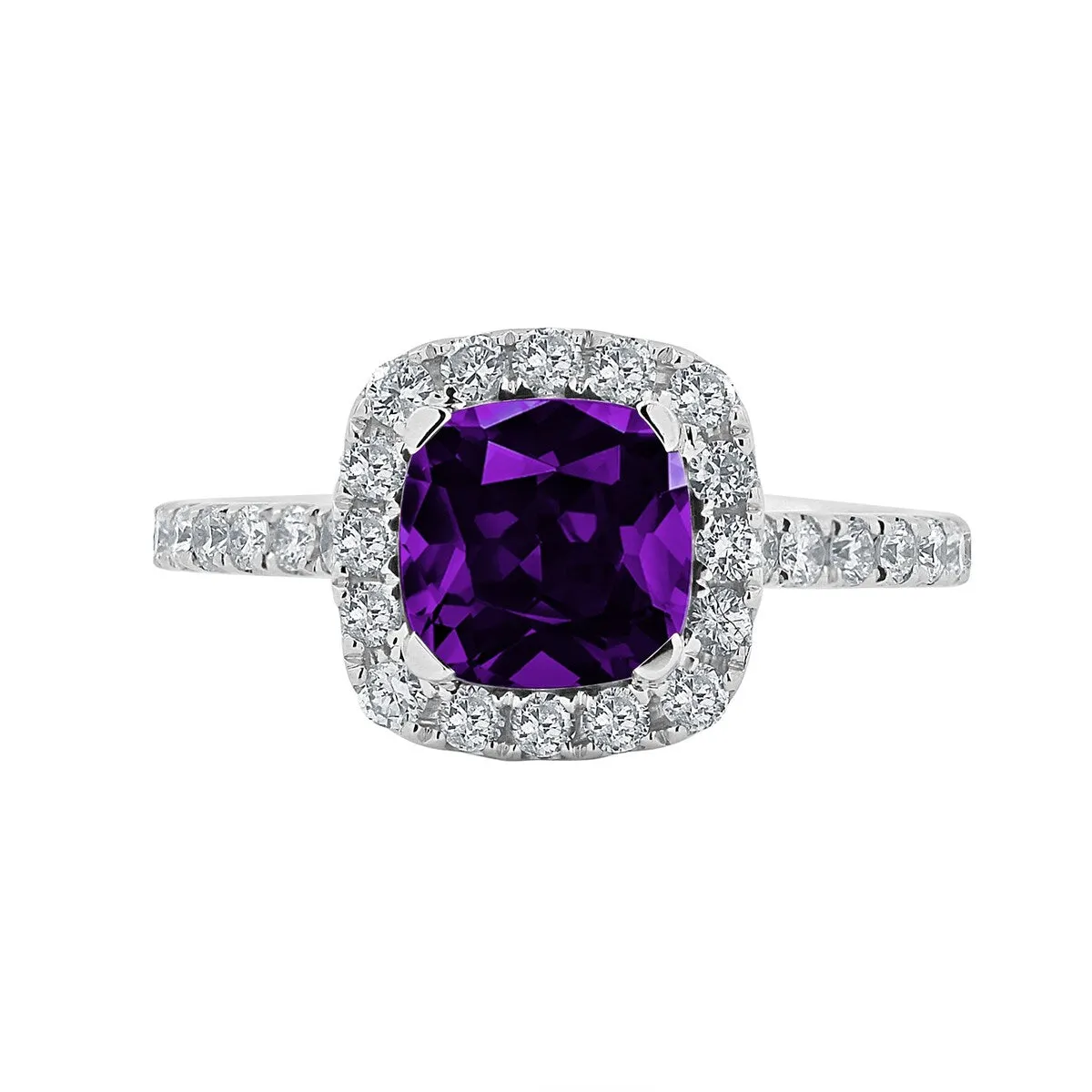 Auriya 3/4ct Cushion-cut Purple Amethyst and Halo Diamond Engagement Ring 1/2cttw 14k Gold sold by Zulily product image thumbnail 4