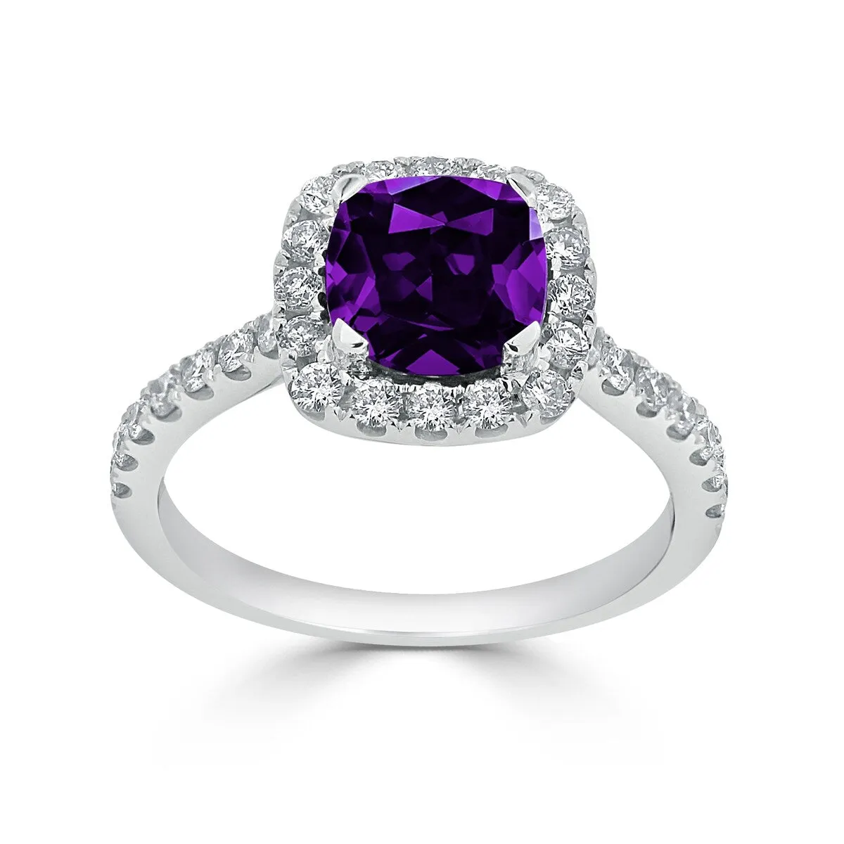 Auriya 3/4ct Cushion-cut Purple Amethyst and Halo Diamond Engagement Ring 1/2cttw 14k Gold sold by Zulily product image thumbnail 5
