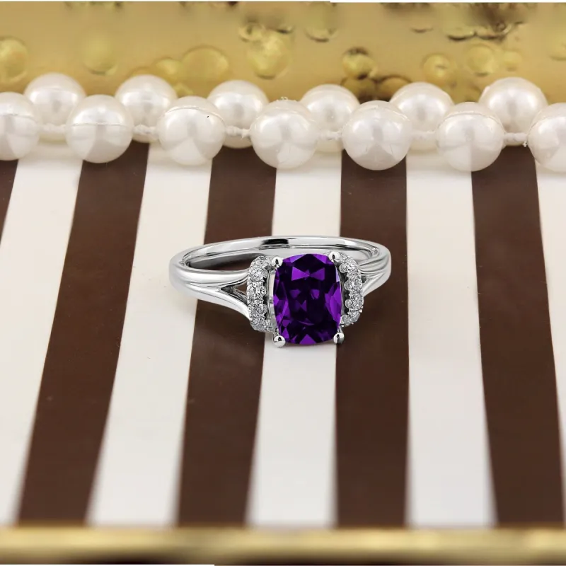 Auriya 1ct Modern Cushion-cut Purple Amethyst and Diamond Engagement Ring 1/4ctw 14k Gold sold by Zulily