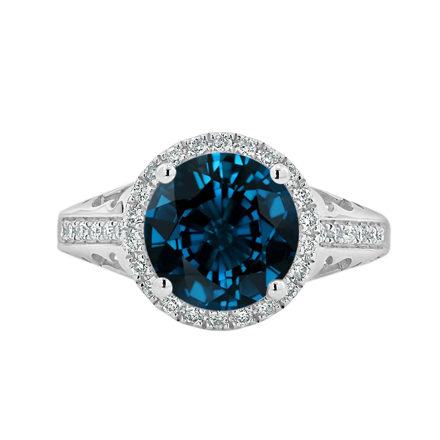 Auriya 2 5/8ct Fancy Round London Blue Topaz and Halo Diamond Engagement Ring 1/5ctw 14k Gold sold by Zulily product image thumbnail 2