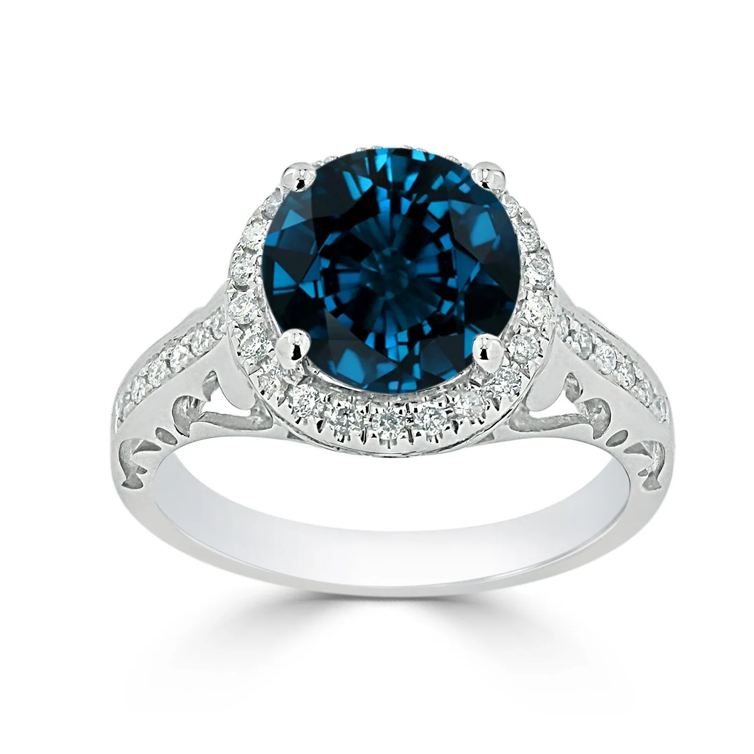 Auriya 2 5/8ct Fancy Round London Blue Topaz and Halo Diamond Engagement Ring 1/5ctw 14k Gold sold by Zulily product image thumbnail 3