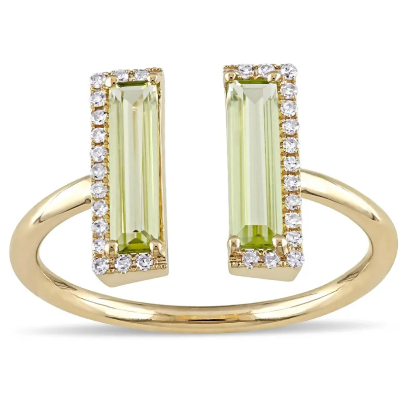Miadora Signature Collection 1/10ct TDW Diamond and Peridot Open Geometric Ring in 14k Yellow Gold ( - Green sold by Zulily