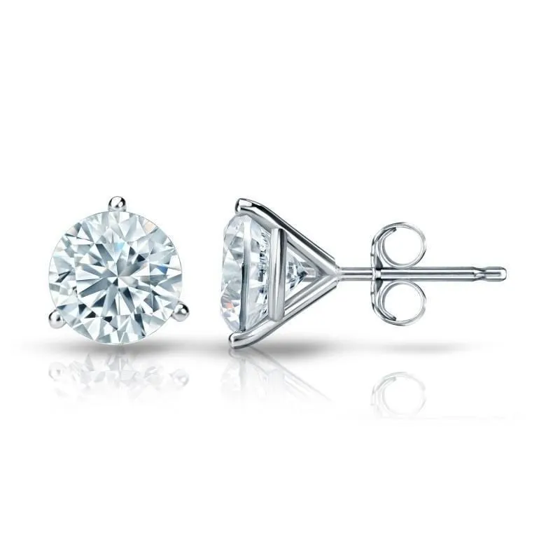 Auriya 1 1/2ctw 3 Prong Martini Set Round Diamond Stud Earrings 18kt Gold GIA Certified sold by Zulily product image thumbnail 2