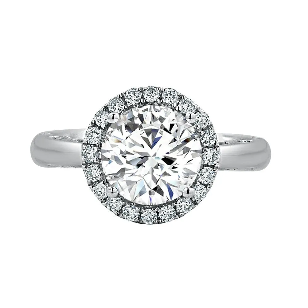 Round 2ct Moissanite and 1/4ct TDW Diamond Halo Engagement Ring sold by Zulily