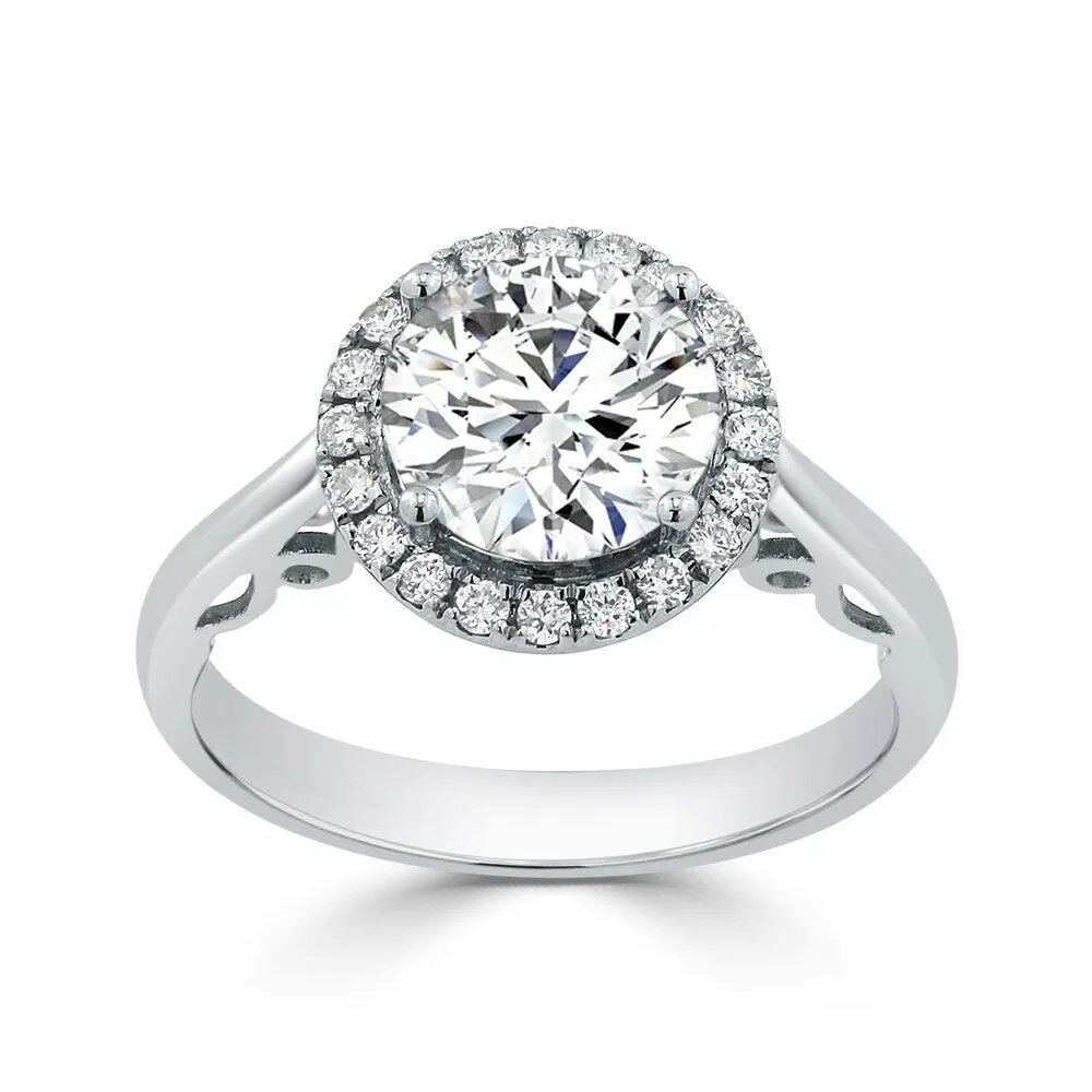 Round 2ct Moissanite and 1/4ct TDW Diamond Halo Engagement Ring sold by Zulily product image thumbnail 2