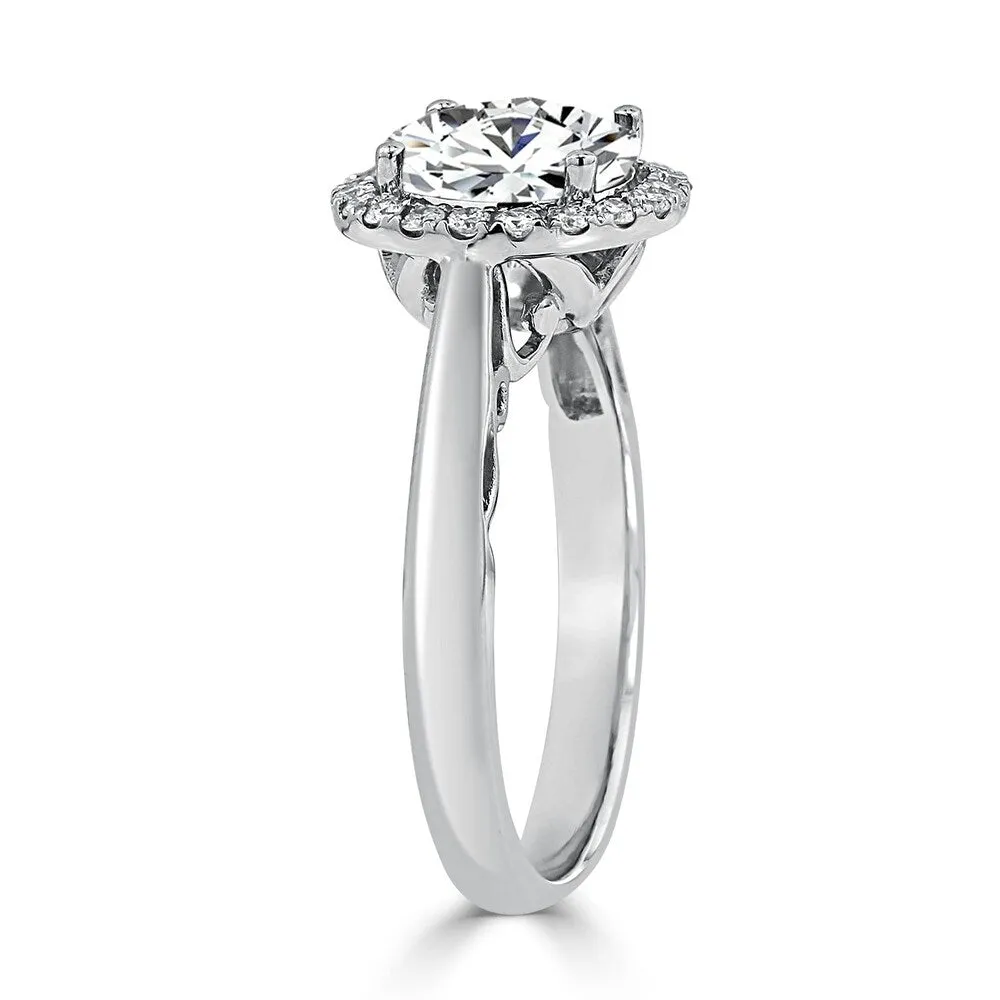 Round 2ct Moissanite and 1/4ct TDW Diamond Halo Engagement Ring sold by Zulily product image thumbnail 3