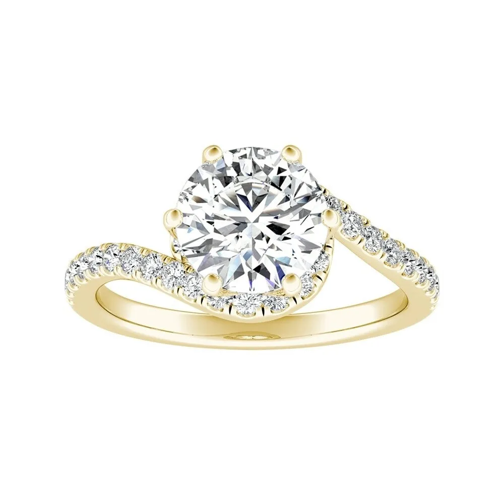 Auriya Bypass 1 1/2ct Round Moissanite and 1/3ctw Halo Diamond Engagement Ring 14K Gold sold by Zulily product image thumbnail 2