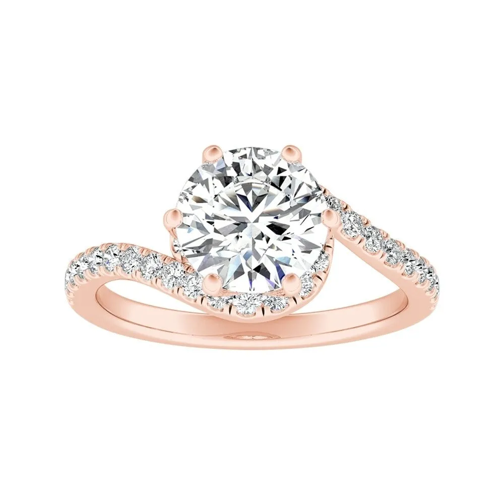 Auriya Bypass 1 1/2ct Round Moissanite and 1/3ctw Halo Diamond Engagement Ring 14K Gold sold by Zulily product image thumbnail 3