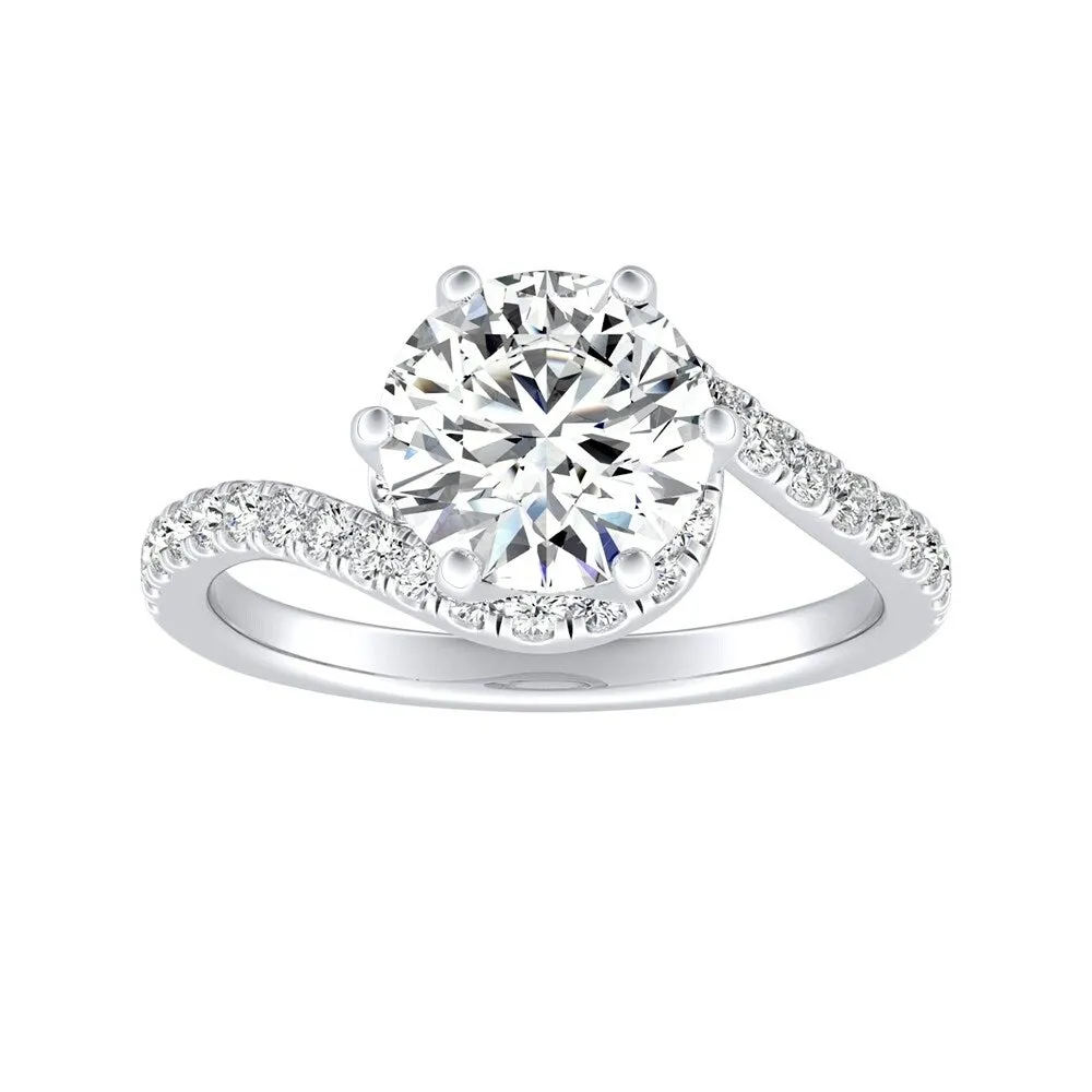 Auriya Bypass 1 1/2ct Round Moissanite and 1/3ctw Halo Diamond Engagement Ring 14K Gold sold by Zulily